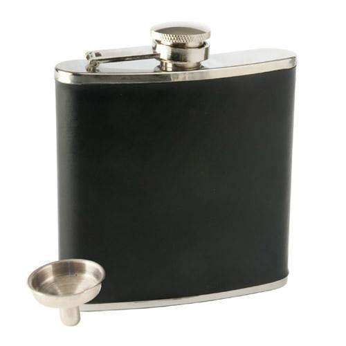 Black Faux Leather Flask - Flask