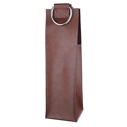Brown Faux Leather Tote - Wine Accessories